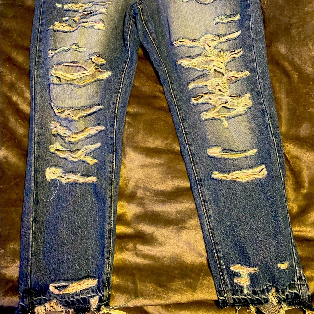 KanCan Rainbow distressed jeans